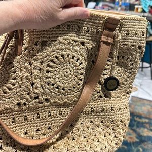 The sak hand crocheted bag.